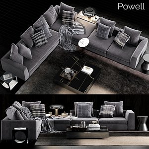 3D minotti powell sofa model