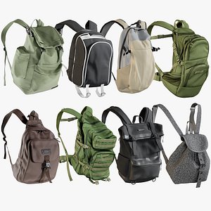 realistic backpack 11 collections 3D model