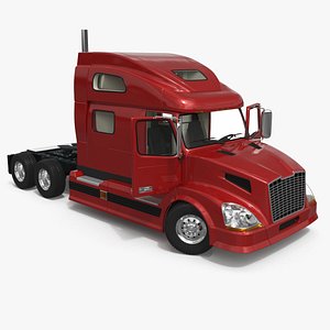 Heavy Duty Red Semi Truck Rigged