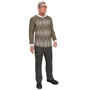 3D rigged old man model