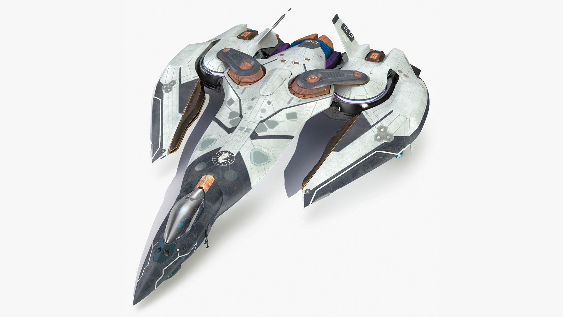 Sci Fi Fighter Jet Black Rigged 3D model preview