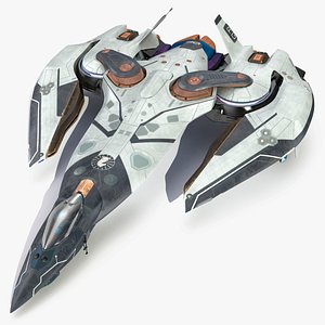 Sci Fi Fighter Jet Black Rigged 3D model