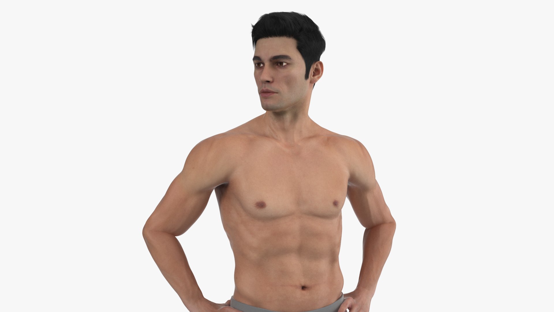 Male Athletic Anatomy Figure Posing Fur 3D model preview