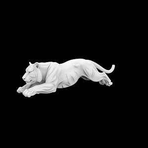 Tiger in Mid-Pounce 3D Print Model Wildlife Sculpture model