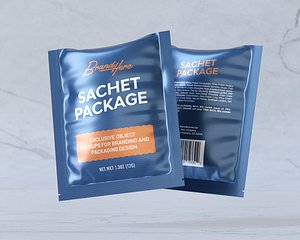 Sachet packaging mockup 3D model