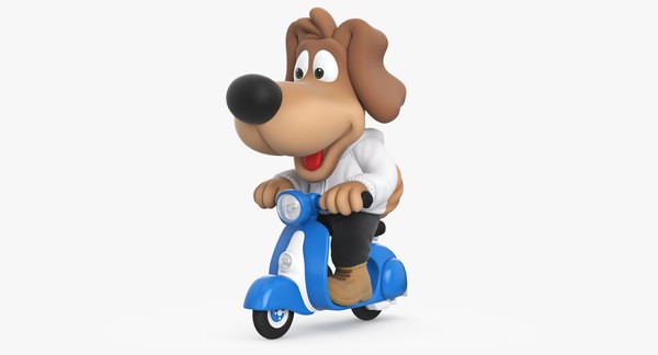 3d model cartoon dog scooter