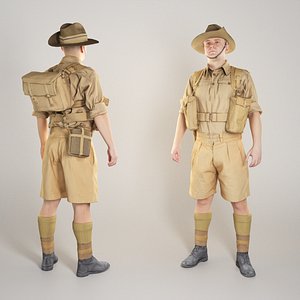 3D australian infantryman character world war