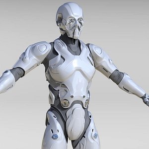 3D cyborg sci-fi character model