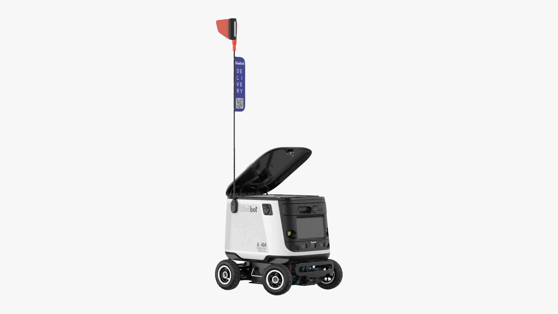 Kiwibot Delivery Robot White Off Rigged for Cinema 4D 3D model preview