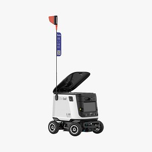 Kiwibot Delivery Robot White Off Rigged for Cinema 4D