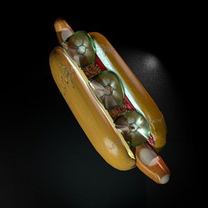 3d c4d danish hotdog