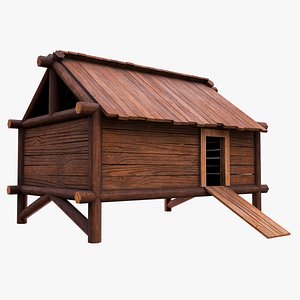 3D Stylized Big Wooden Log Hut Cabin model