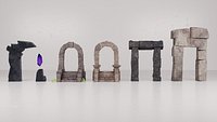 Stylized Ancient Stone Archways and Portal Kit