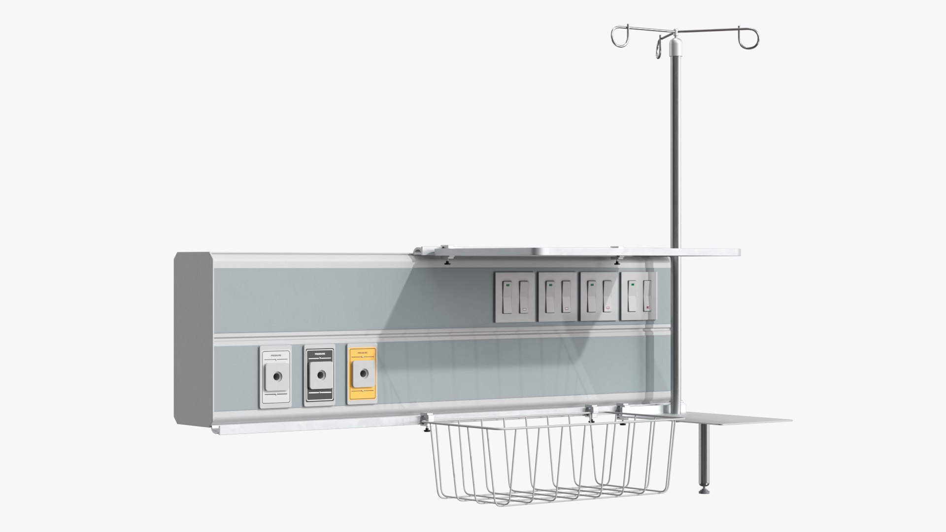 Modular Medical Supply Unit with Retractable Table 3D model preview