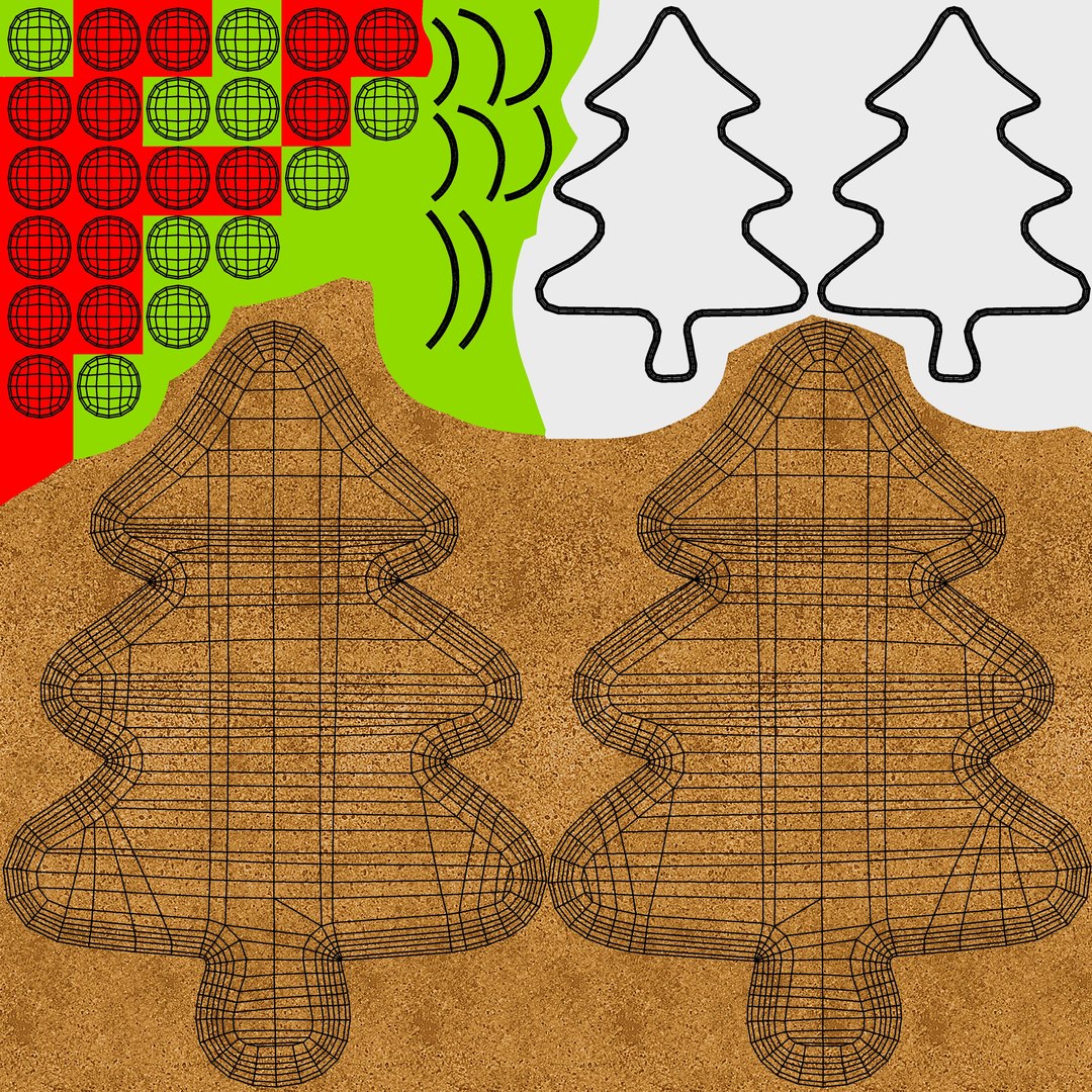 Detailed Gingerbread Tree Cookies Model - TurboSquid 2155358
