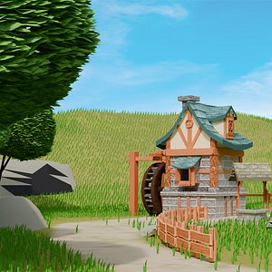 3D Game ready Idyllic stylized Village 3D Asset