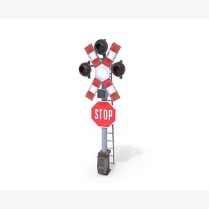 3D railway crossing traffic light model