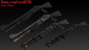 3D model High Quality Remington 870 Shotgun 3D Model Realistic Game Ready