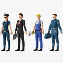Collezione di personaggi low poly truccati 3 per Maya