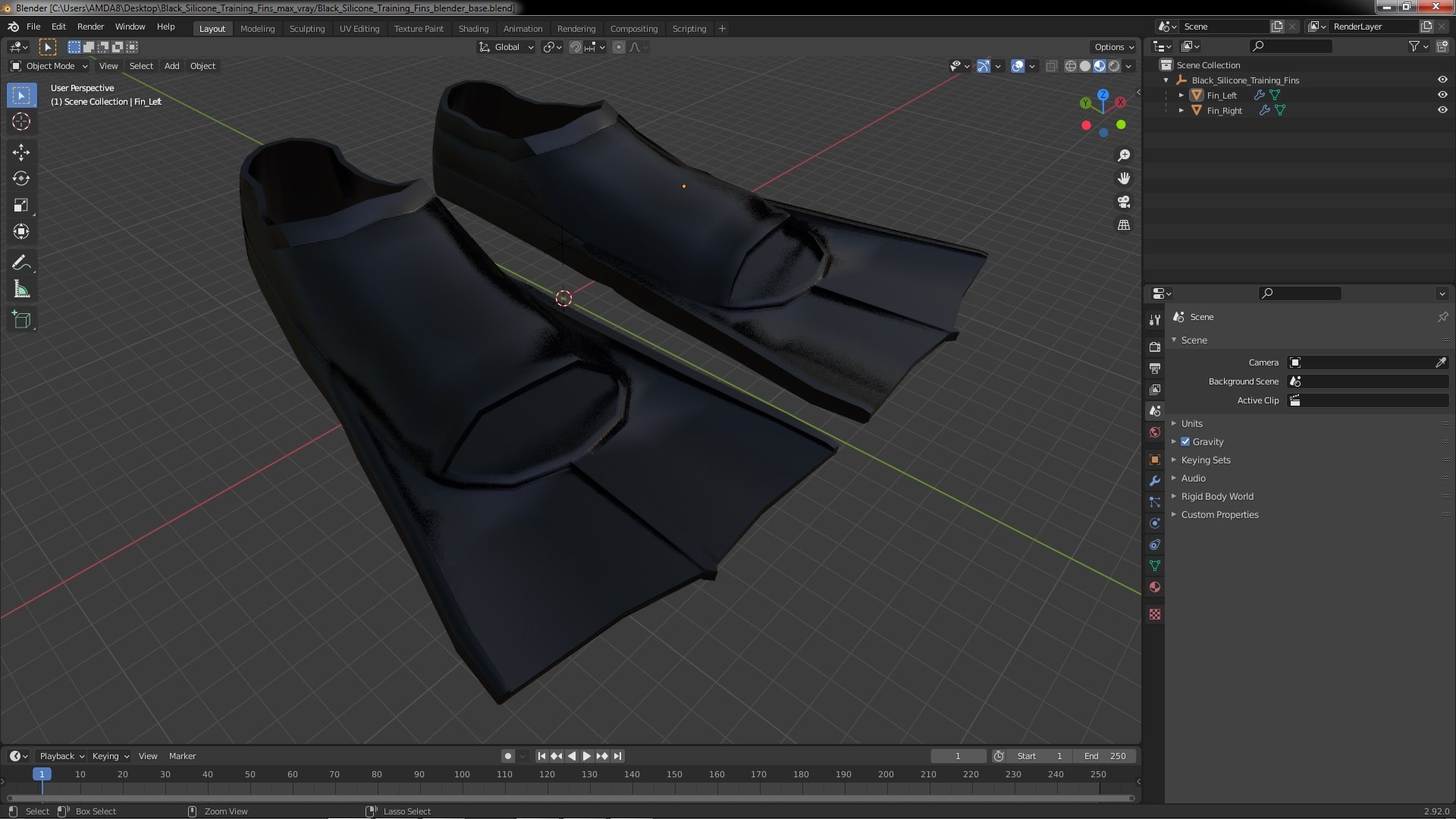 Black Silicone Training Fins 3D Model - TurboSquid 2137068