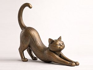 Stretching cat sculpture - 3D Print model model