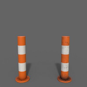 PBR Bollard OrangeWhite 3D model