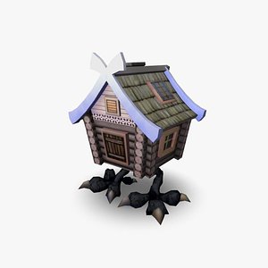 3d walking hut cartoon house model