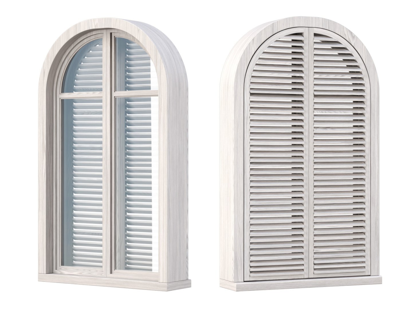 3D Wooden Arch Window With Shutters V3 Model TurboSquid 2285014