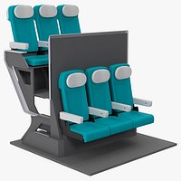 Double-Decker Aircraft Seat Structure Turquoise