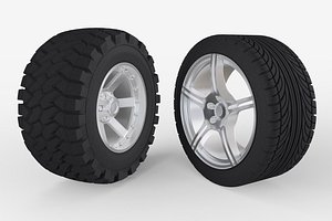 Tires Set On Off Road 3D model