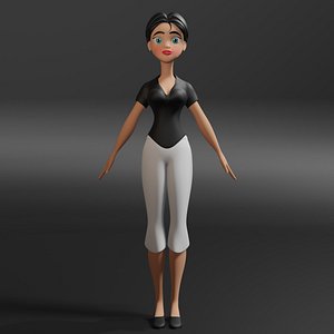 3D cartoon woman model