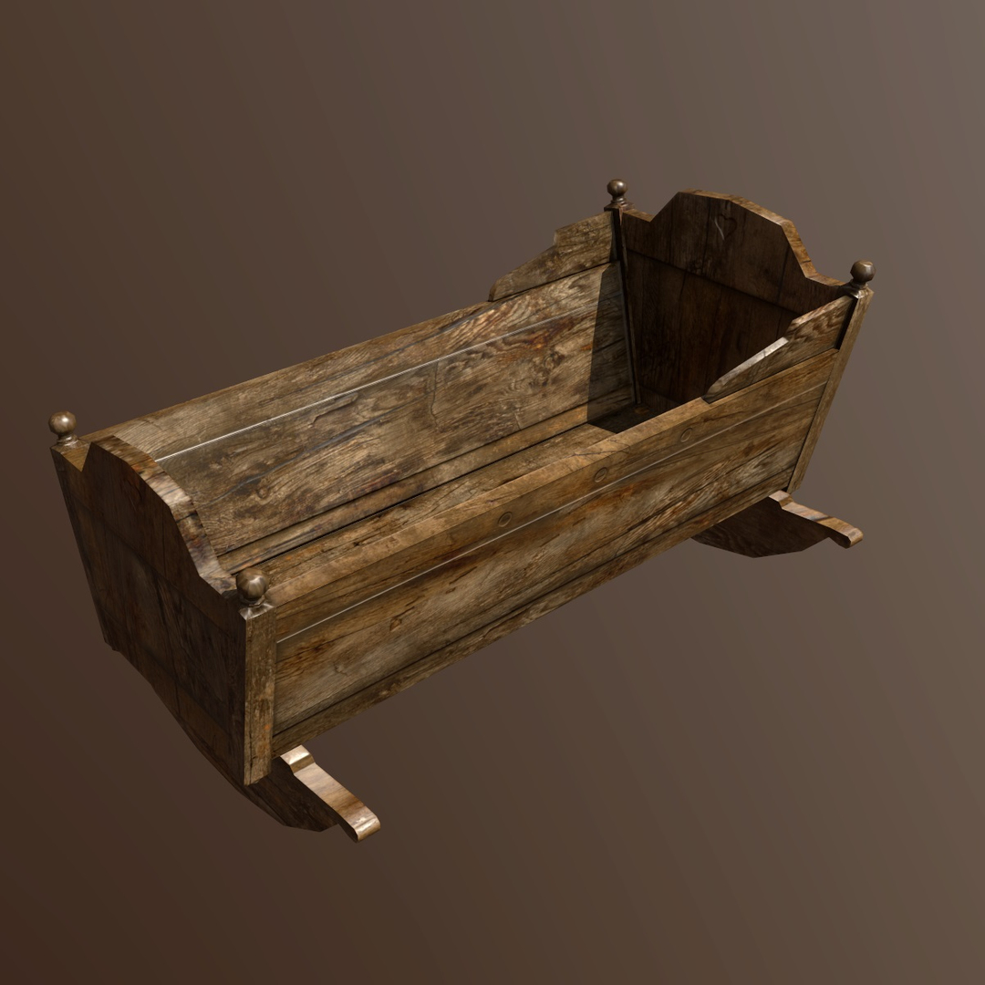 3d Model Wooden Baby Cradle