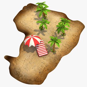 cartoon island palm trees 3d obj