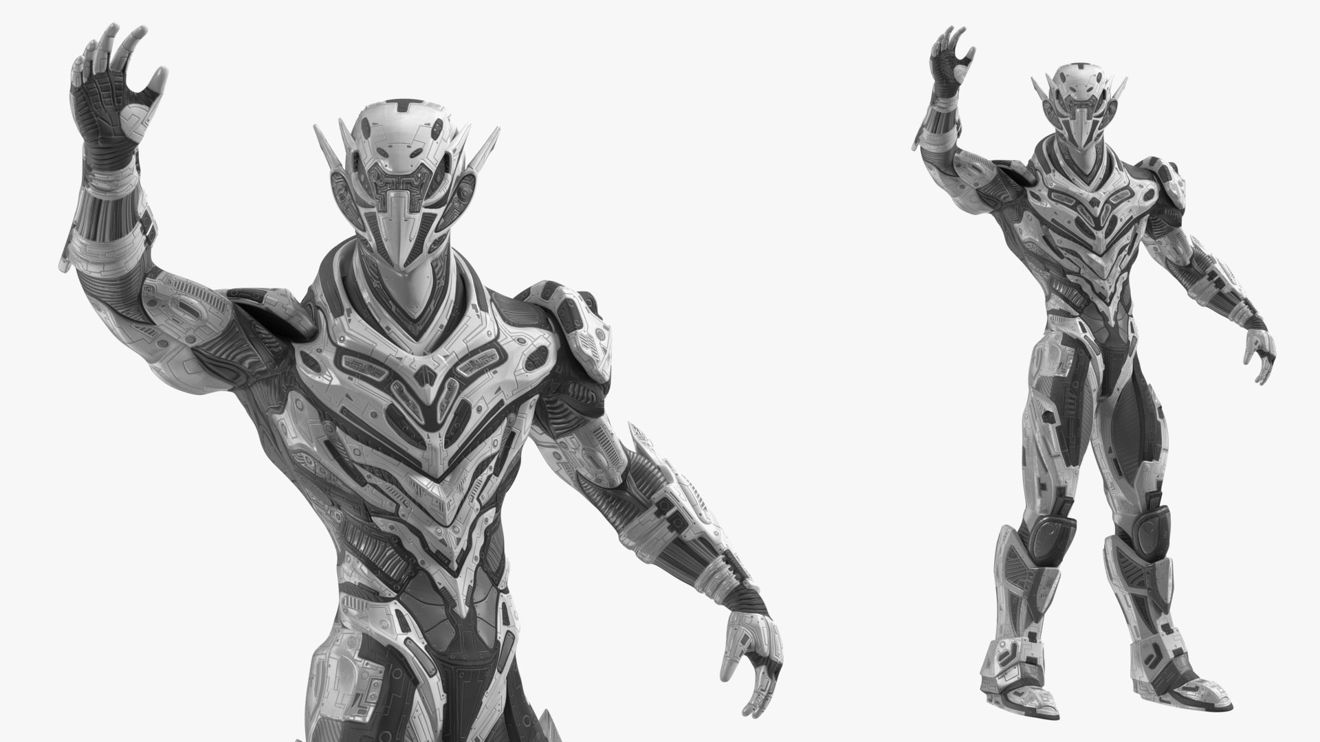 Sci-Fi Combat Robot Character Rigged 3D model preview