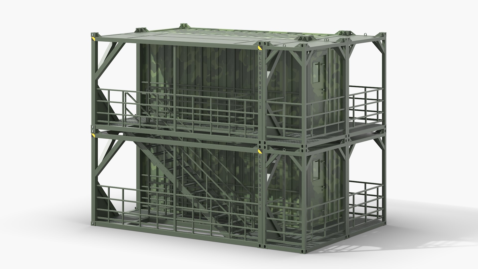 Multi-Function Military Container Assembly Green 3D model preview