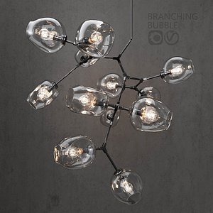 Branching bubble 12 lamps by Lindsey Adelman CLEAR BLACK