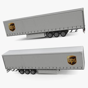 3D UPS Curtain Side Trailer