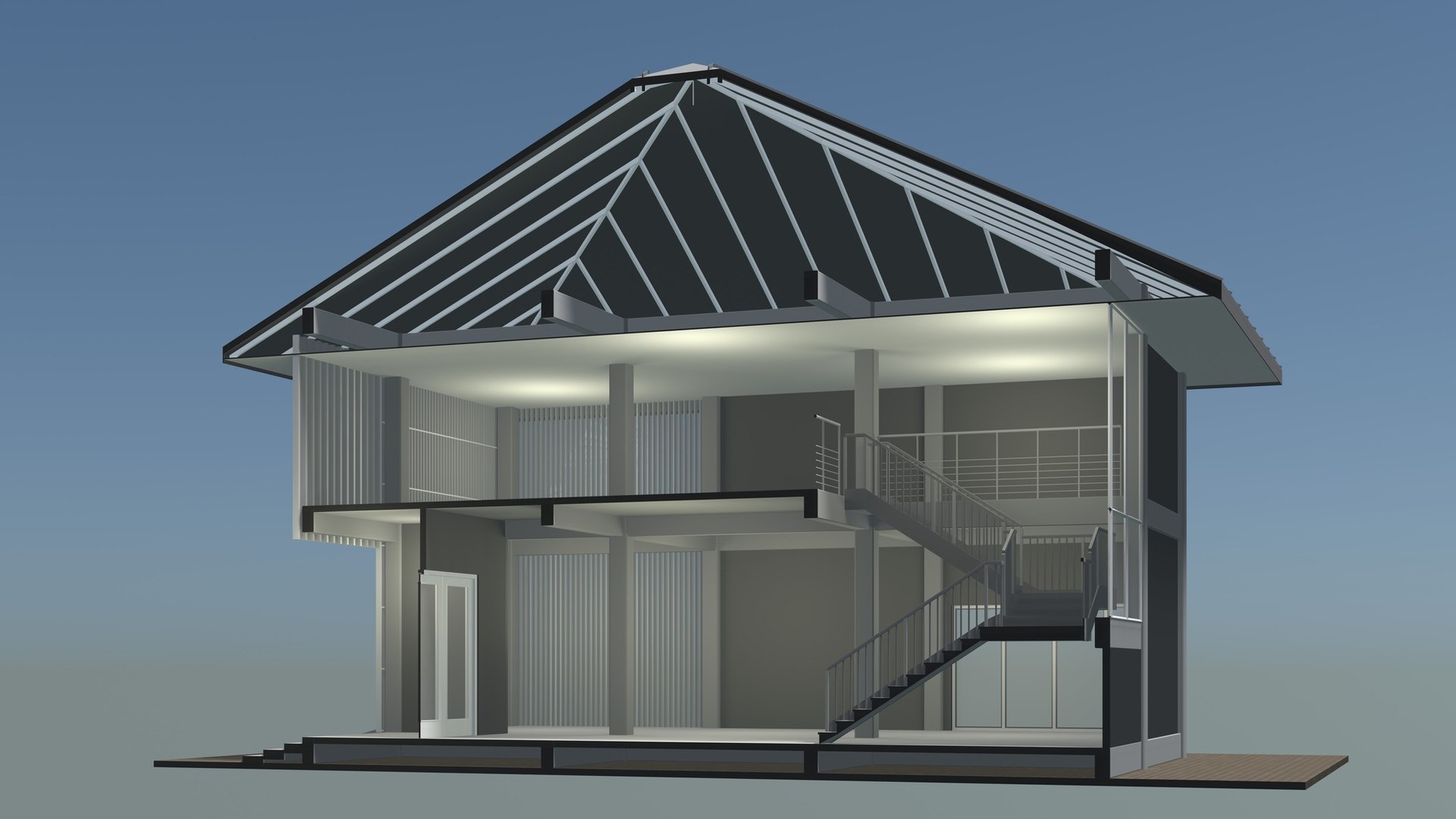 House In Section Cut 25-10 3D Model - TurboSquid 2346750