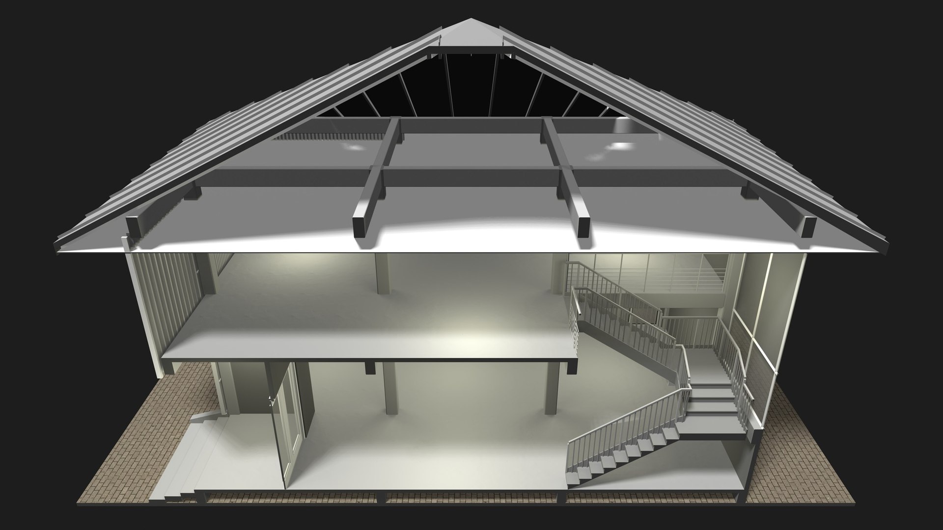 House In Section Cut 25-10 3D Model - TurboSquid 2346750
