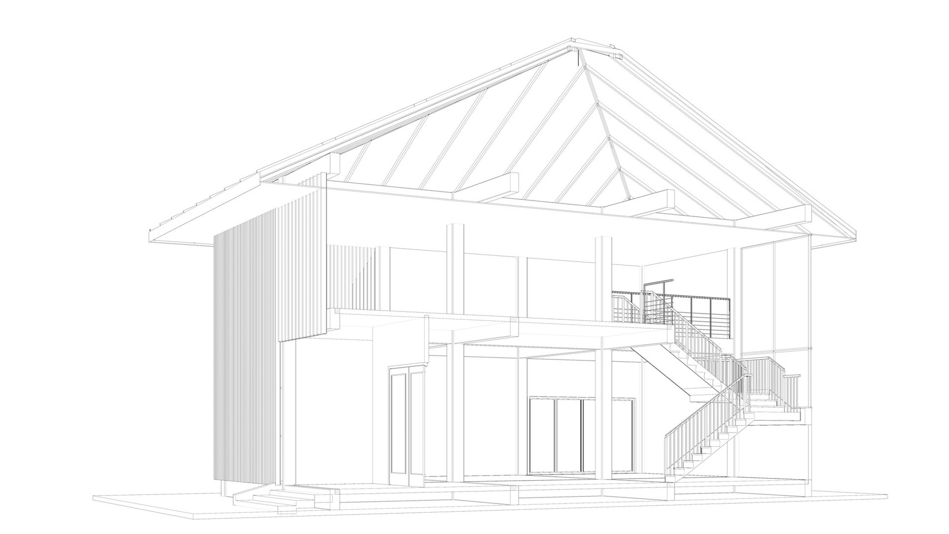 House In Section Cut 25-10 3D Model - TurboSquid 2346750
