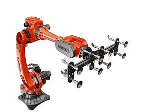 3D Rigged industrial robotic arm