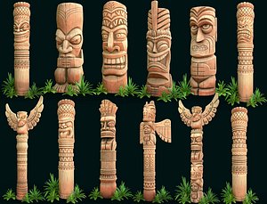 カラフルな木製トーテムポール3Dモデル - TurboSquid 1777153