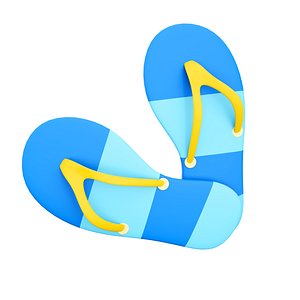 3D model 3d  blue beach flip flops icon