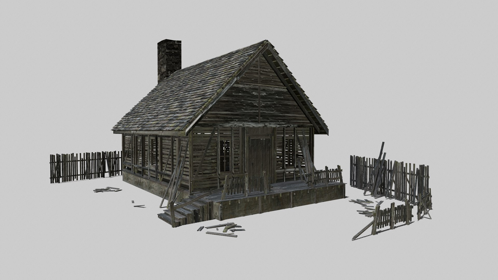 Abandoned Wood Cabin 3d Turbosquid 1556034