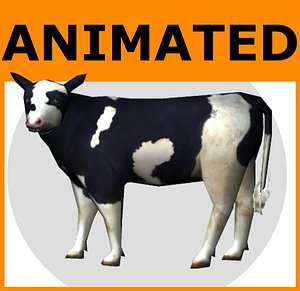 rigged cow set animations 3d model