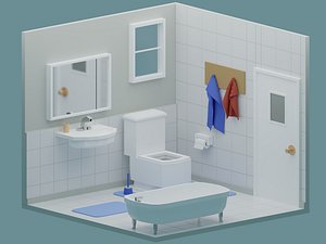 Low-Poly Bathrooms Pack - 5 Bathrooms