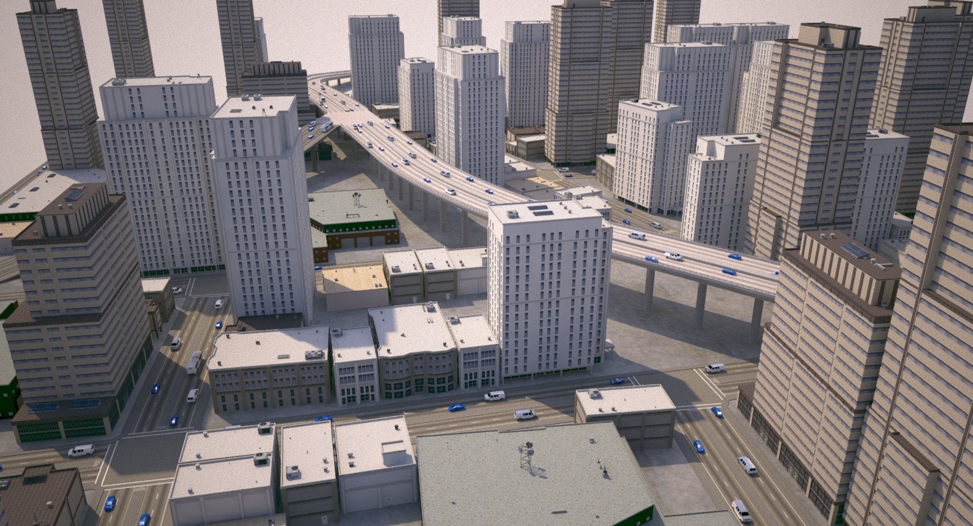 3d Cityscape Scene Highrise Model