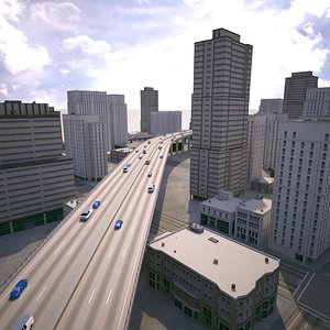 3d cityscape scene highrise model