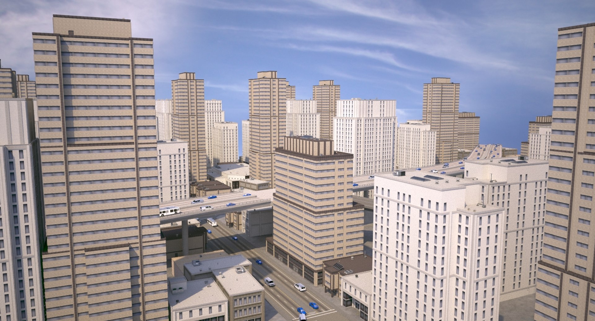 3d Cityscape Scene Highrise Model