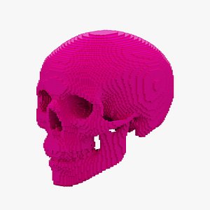 3D Pink Voxel Skull model